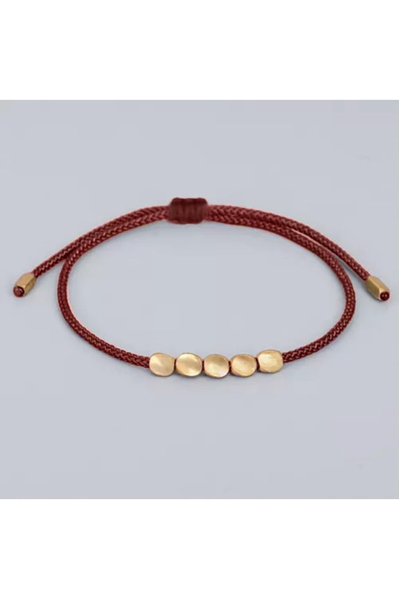 Hand-woven Red String Irregular Copper Bead Bracelet Temperament Pull Bracelet-7