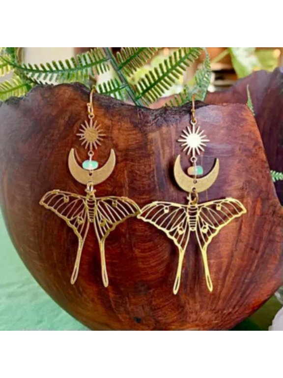 Handmade Celestial Lunar Moon Phase Earrings Women Bohemian Jewelry Gift for Her-8#Moth & Moon Earrings