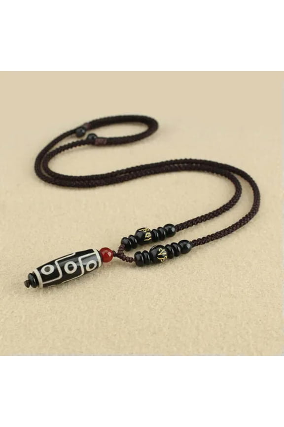 Handmade Feng Shui Dzi Agate Necklace Lucky Amulet Pendant for Men Women Couples-necklace