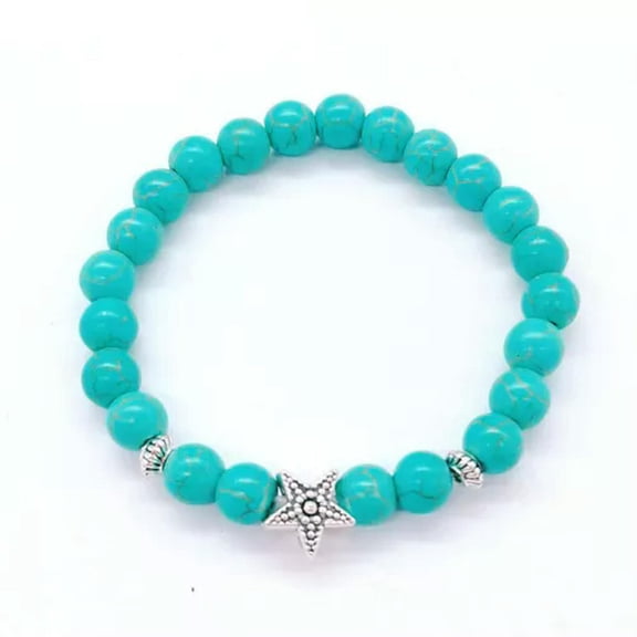 HOOUN Handmade Mixed Turquoise Round Beads Stretchy Bracelet Reiki Chakra Jewelry Gift-#2