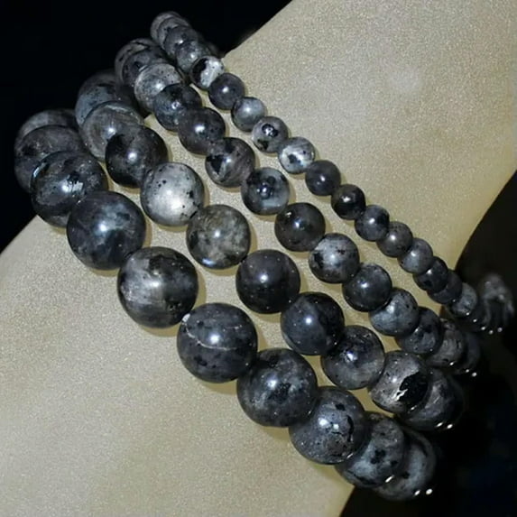HOOUN Handmade Natural Gemstone Round Beads Stretch Bracelet 4mm 6mm 8mm 10mm 7.5"-8mm-31 Larvikite Labradorite