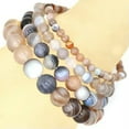 thumbnail image 1 of HOOUN Handmade Natural Healing 4mm 6mm 8mm 10mm Gemstone Round Beads Stretch Bracelet -10mm-53 Gray Agate, 1 of 3