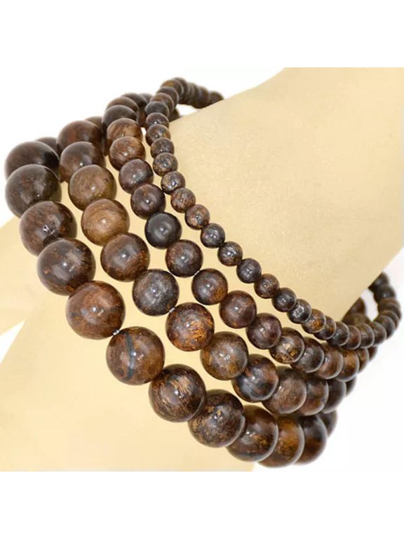 Handmade Natural Healing 4mm 6mm 8mm 10mm Gemstone Round Beads Stretch Bracelet -4mm-17 Bronzite
