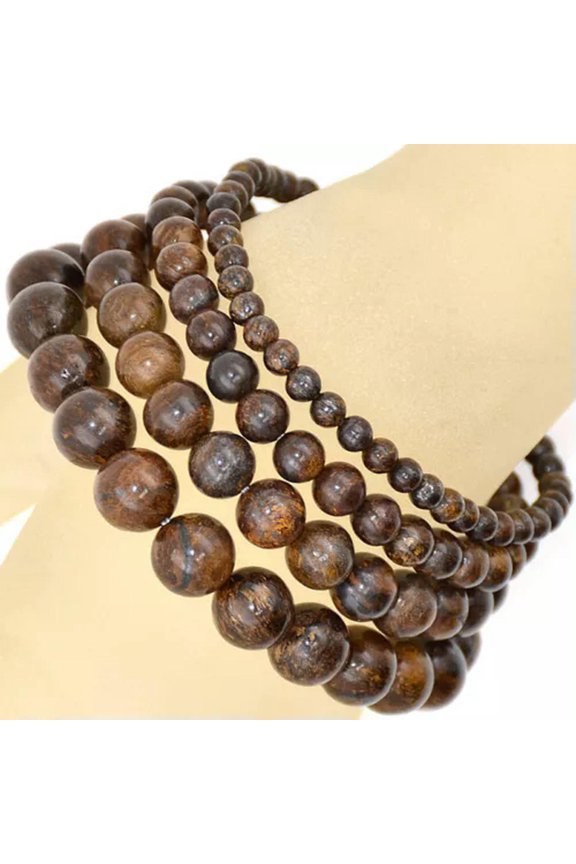 Handmade Natural Healing 4mm 6mm 8mm 10mm Gemstone Round Beads Stretch Bracelet -4mm-17 Bronzite