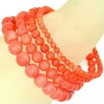 thumbnail image 1 of HOOUN Handmade Natural Healing 4mm 6mm 8mm 10mm Gemstone Round Beads Stretch Bracelet -4mm-22 Orange Coral, 1 of 3