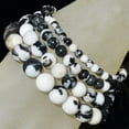 thumbnail image 1 of HOOUN Handmade Natural Healing 4mm 6mm 8mm 10mm Gemstone Round Beads Stretch Bracelet -6mm-13 Black and White Zebra, 1 of 3
