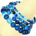 thumbnail image 1 of HOOUN Handmade Natural Healing 4mm 6mm 8mm 10mm Gemstone Round Beads Stretch Bracelet -6mm-52 Blue Agate, 1 of 3