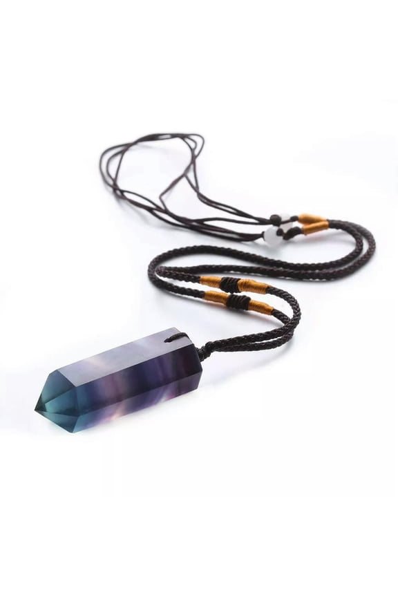 Healing Chakra Stone Reiki Pendant Necklace Crystal Quartz Natural Fluorite Wand