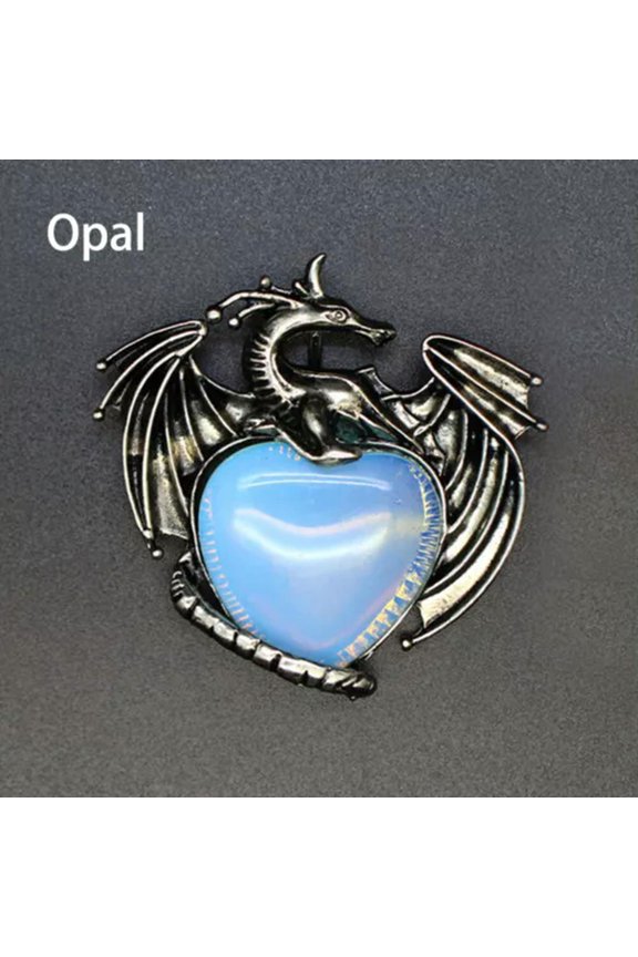 Heart Dragon Pendant Natural Chakra Crystal Fly Wings Quartz Skull Reiki Healing-Opal