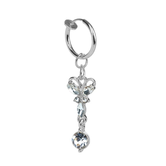 HOOUN Heart Shaped Zircon Navel Ring Without Perforation Decoration 316 Titanium Steel-02*
