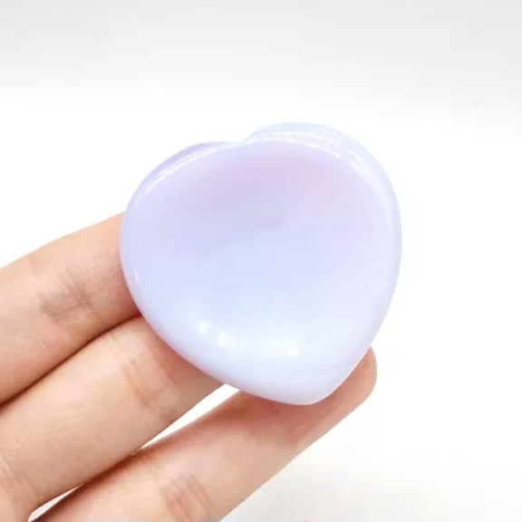 HOOUN Heart Thumb Worry Stone Pocket Palm Healing Crystal Chakra Reiki Meditation-Opalite