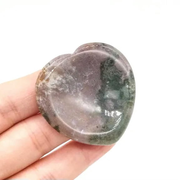 HOOUN Heart Thumb Worry Stone Pocket Palm Healing Crystal Chakra Reiki Meditation-Rhodonite