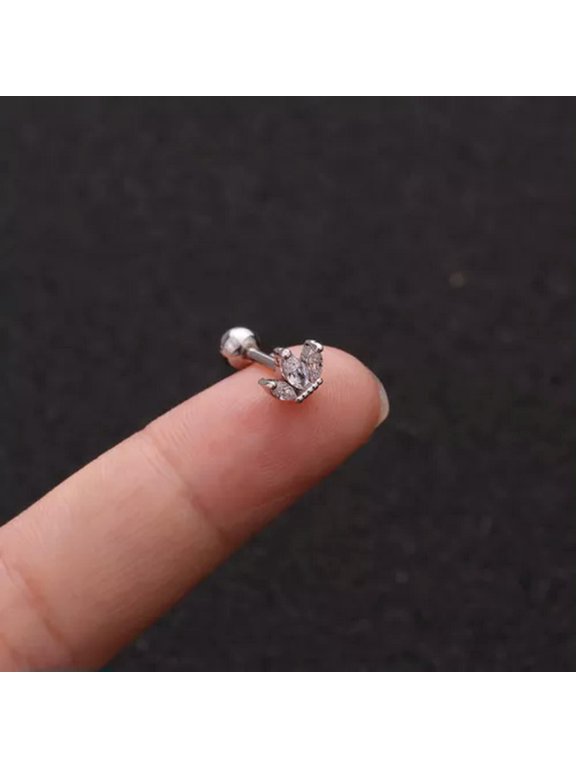 Helix Fashion Ear Earring Gem Bar Floral PC Tragus Stud Upper Cartilage 1-14 silver