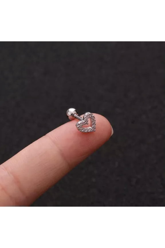 Fashion Earring Cartilage Tragus Floral Gem Stainless Steel Stud Helix Upper-4 silver