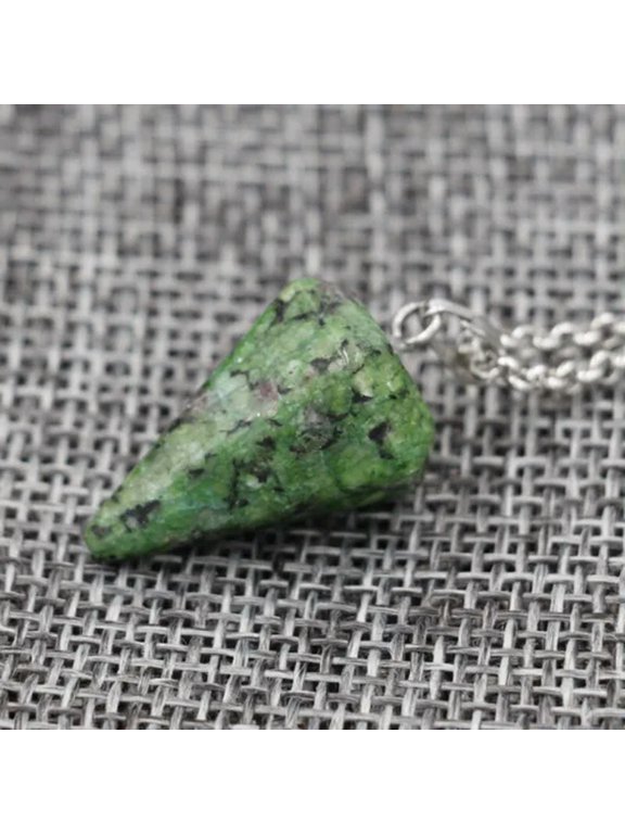 Natural Gemstone Crystal Quartz Healing Pendulum Pendant Chakra Chain Necklace-1#Green Pendulum