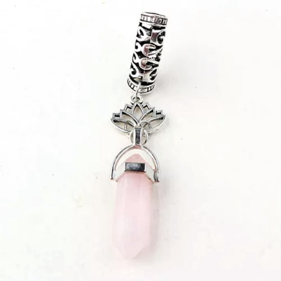 HOOUN Hexagonal Stone Crystal Pillar Braid Bunch Tube Pipe Hair Accessories Ornament-Lotus-Rose Quartz