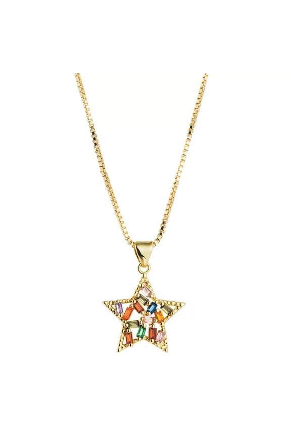Hig Quality Hip Hop Rap Punk Star Pendant Necklace Zircon Bling Jewelry