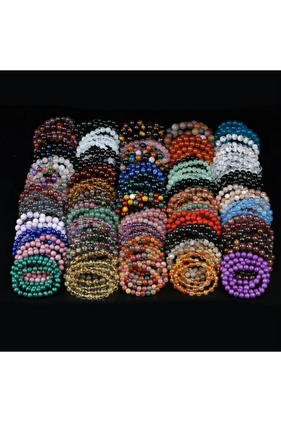 High Grade Natural Stone Energy Bead Stretch Bracelet 4 6 8 10mm Jewelry Gift -4mm-Larimar-4mm