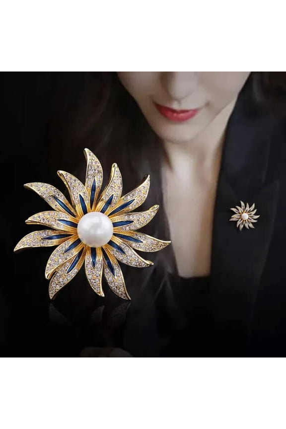 High-end Pearl Sunflower Brooch With A Sophisticated Design Sense Pin Accessory@