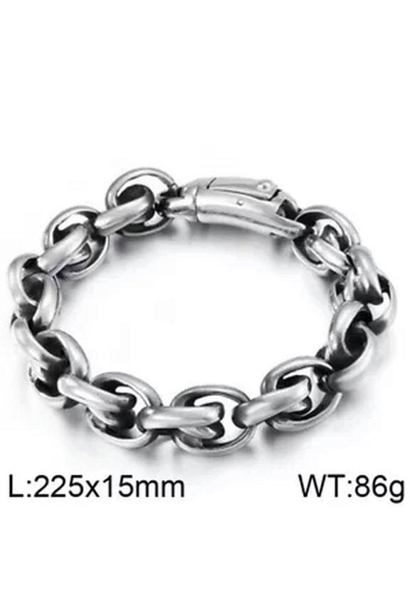 Hip-Hop Casting Link Chain Bracelet Huge Stainless Steel Polished Jewelry Mens-style 2