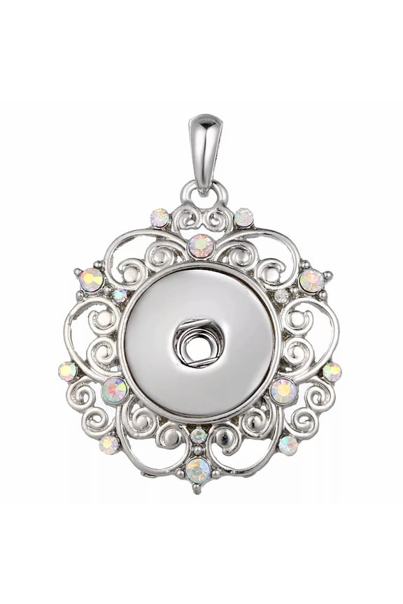 Hot Crystal Flower Drill Snap Jewelry Necklace Pendant Fit 18mm Snap Button