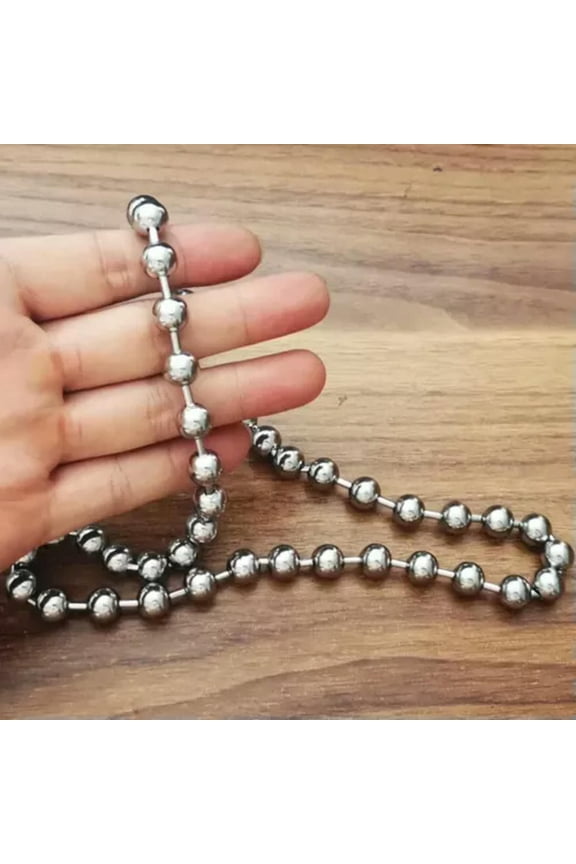 Huge 8/10/12mm Mens Necklace Ball Beads Chain Stainless Steel Silver Any Lenght-8mm-18inch