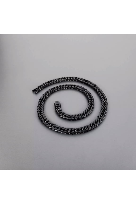 Huge Black Stainless Steel Curb Link Chain Necklace Mens Jewelry 12mm 26'' 136g
