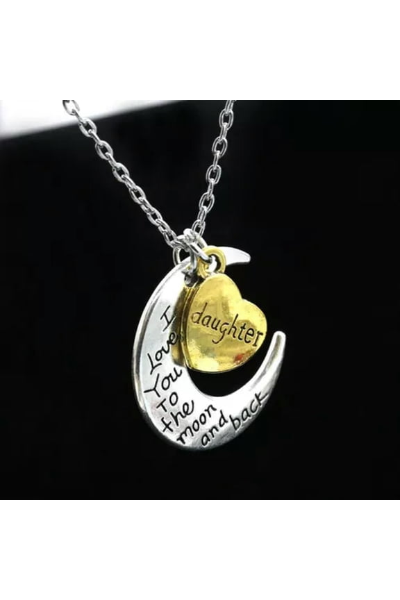 I Love You To the moon and back Engraved Pendant Necklace Mum Daughter Xmas Gift-Daughter