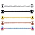 thumbnail image 1 of HOOUN Industrial Scaffold Bar Ear Piercing Twist Straight Barbell Steel Gem Opal Gift-Silver, 1 of 3