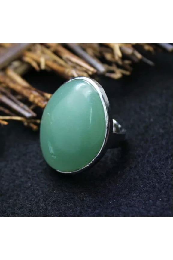Irregular Ring Natural Crystal Chakra Oval Quartz Opening Healing Reiki Jewelry-Aventurine