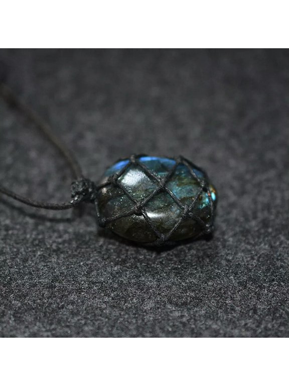Labradorite Necklace Pendant Wrap Braid Necklace Macrame Necklace For Men