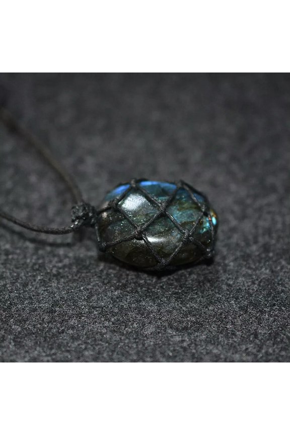 Labradorite Necklace Pendant Wrap Braid Necklace Macrame Necklace For Men