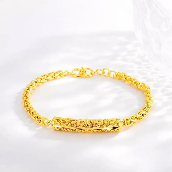 HOOUN Lady's 24K THAI BAHT YELLOW GOLD Plated Bangle Bracelet