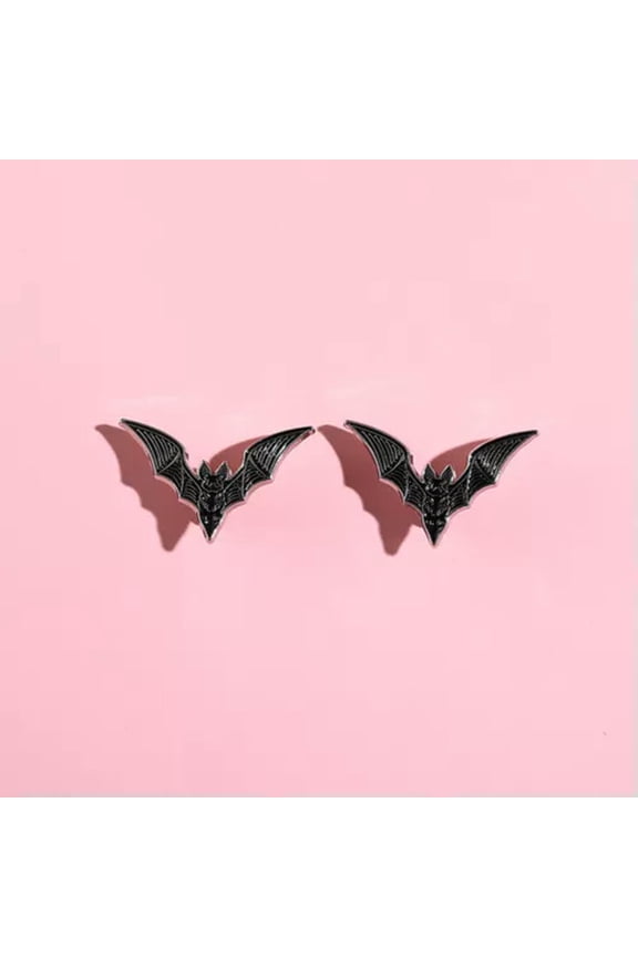 Lapel Gifts Pins 2PCS Punk Brooches Enamel Party Animal Jewelry Bat Metal-Black