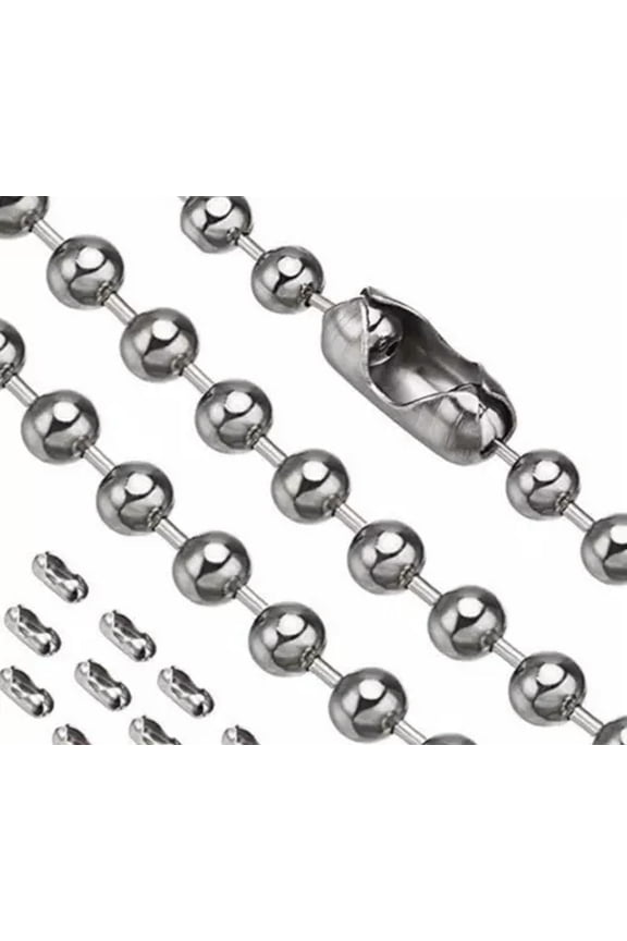 Large 6/8/10mm Mens Necklace Ball Beads Chain Stainless Steel Silver Any Lenght-6mm 18 inch