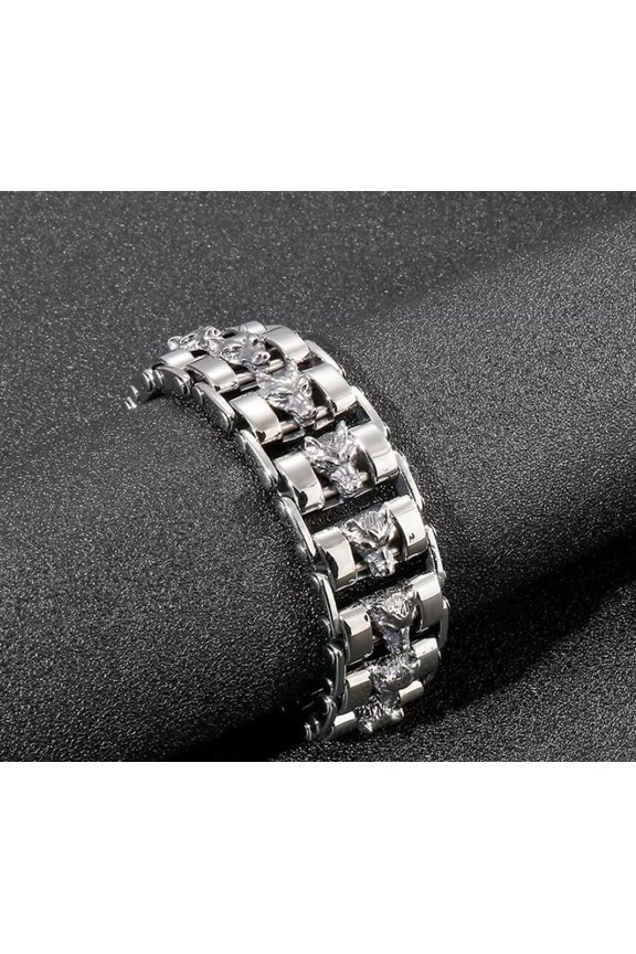 Large Bike Chain Bracelet Stainless Steel Wolf Polished Link 23mm 9''