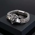 thumbnail image 1 of HOOUN Large Biker Lion Head ID Bracelet Figaro Chain Stainless Steel Mens 12mm 8.66''-silver, 1 of 8