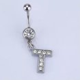 thumbnail image 1 of HOOUN Letters A-Z Charming Body Piercing Crystal Rhinestone Navel Belly Body Jewelry-T, 1 of 9