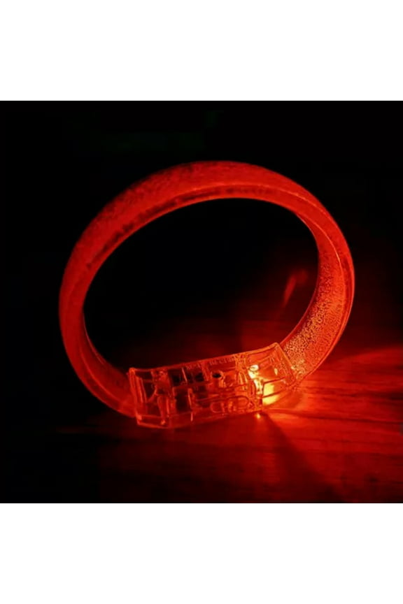 Light Up LED Bracelets Flashing Glowing Wrist Band Blinking Bangle Party Fun&-Red