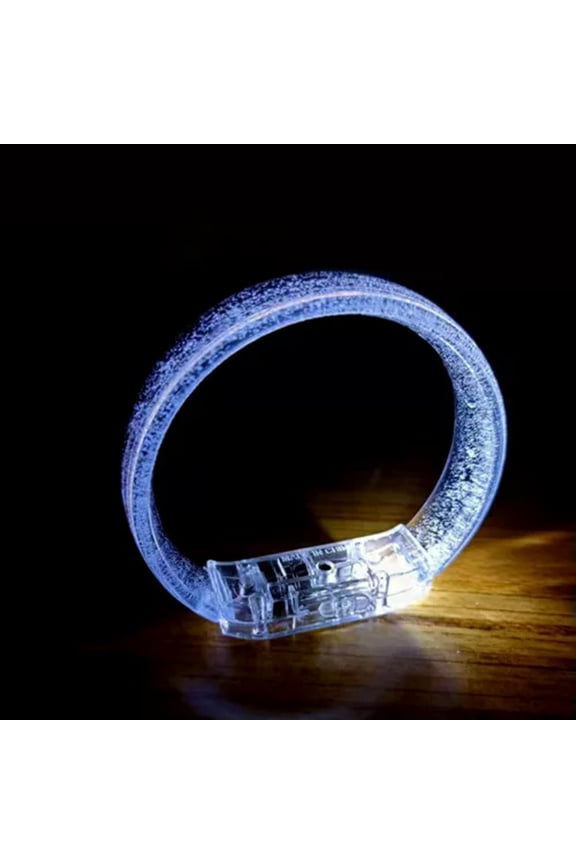 Light Up LED Bracelets Flashing Glowing Wrist Band Blinking Bangle Party Fun&-White