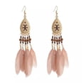 thumbnail image 1 of HOOUN Long Drop Boho Feather Bead Tassel Earrings Bohemian Vintage Tribal Gift-Coffee, 1 of 4