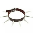 thumbnail image 1 of HOOUN Long Spike Choker Punk Faux Leather Collar Big Rivets Necklace Accessor-lq_-Coffee, 1 of 9