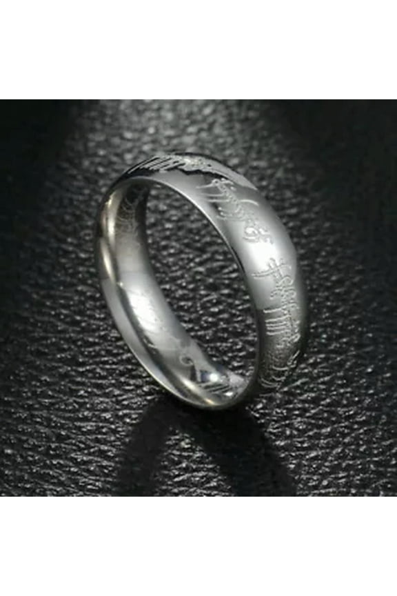 Lord of the Rings The One Ring Power Band 6mm Unisex Stainless Steel Size 6-13-Silver-8-6mm