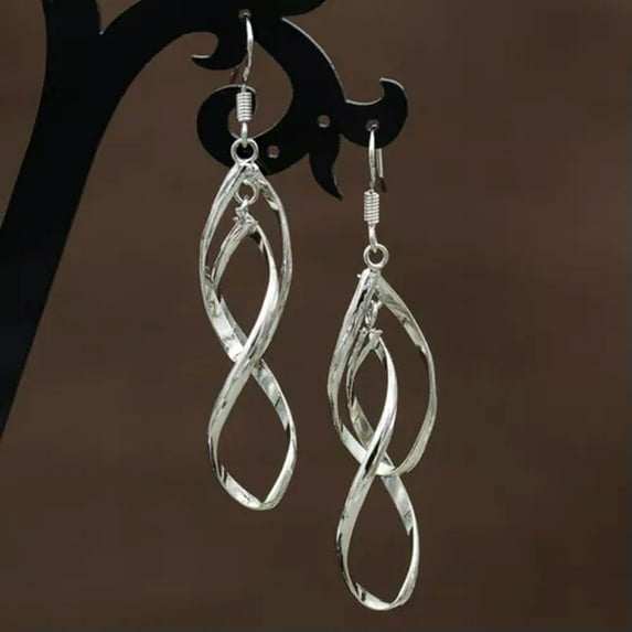 HOOUN Lots Fashion Women 925 Silver Stud Crystal Drop Hoop Earrings Wedding Party Gift-#81 spiral