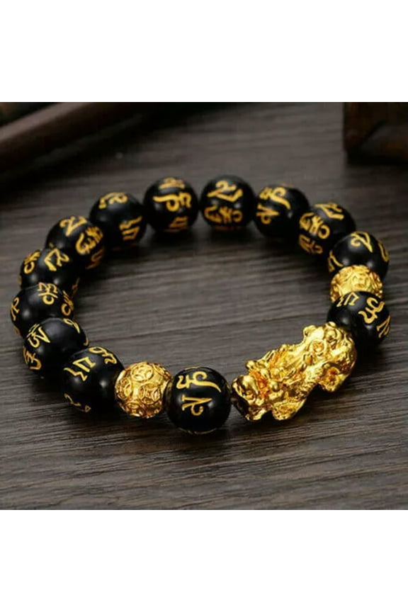 Luck Jewelry Feng Shui Black Obsidian Pi Xiu Wealth Bracelet Attract Wealth&Good-#5