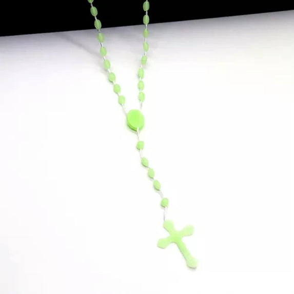 HOOUN Luminous Catholic Christ Jesus Cross Plastic Rosary Necklace Souvenirs Gifts-A13