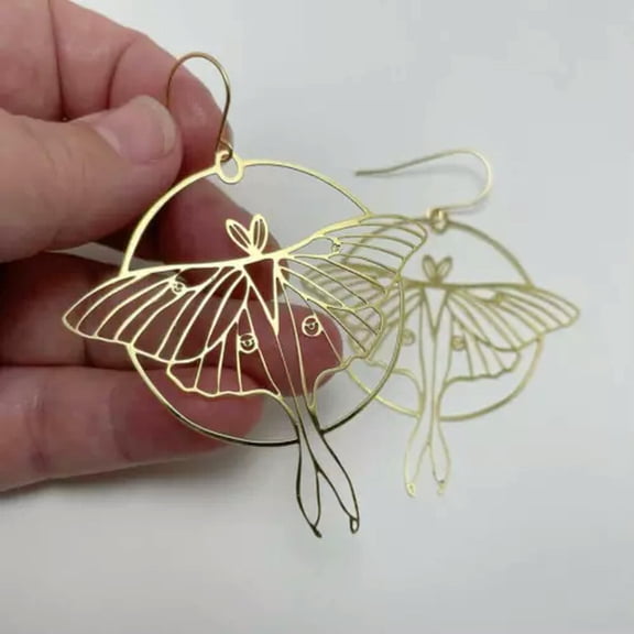 HOOUN Luna Moth Earrings Moon Phase Quartz Tassel Drops Earring Celestial Boho Jewelry-1#Gold Moth Butterfly Earrings