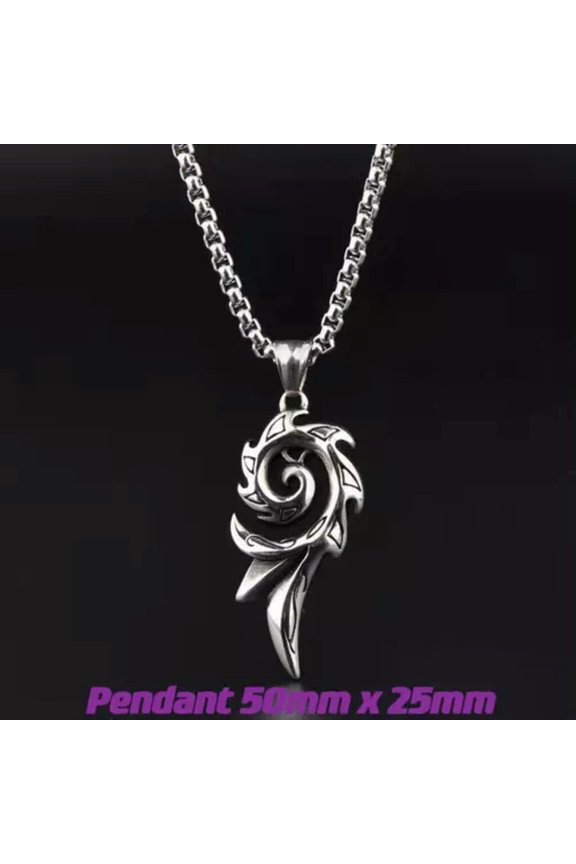 MEN Stainless Steel Flame Cross Rotate Fire Knife Gothic Pendant Necklace 0209 -2