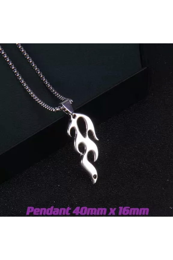 MEN Stainless Steel Flame Cross Rotate Fire Knife Gothic Pendant Necklace 0209 -4