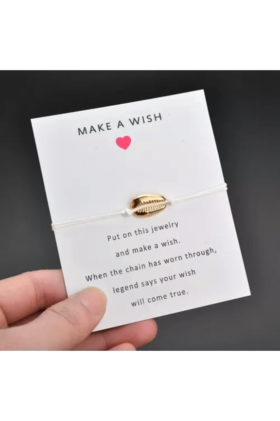 Make a wish Bracelet Rope Adjustable Shell String Lucky Friendship Fashion Gift-White